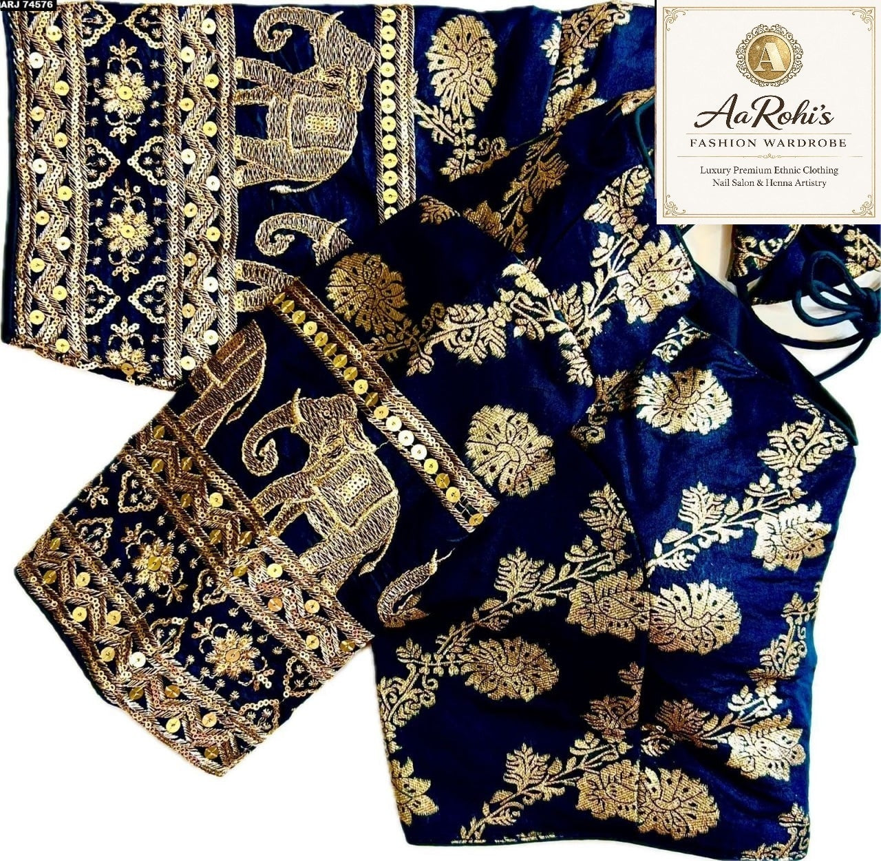 Premium Pure Dola Silk Blouse – Golden Embroidery