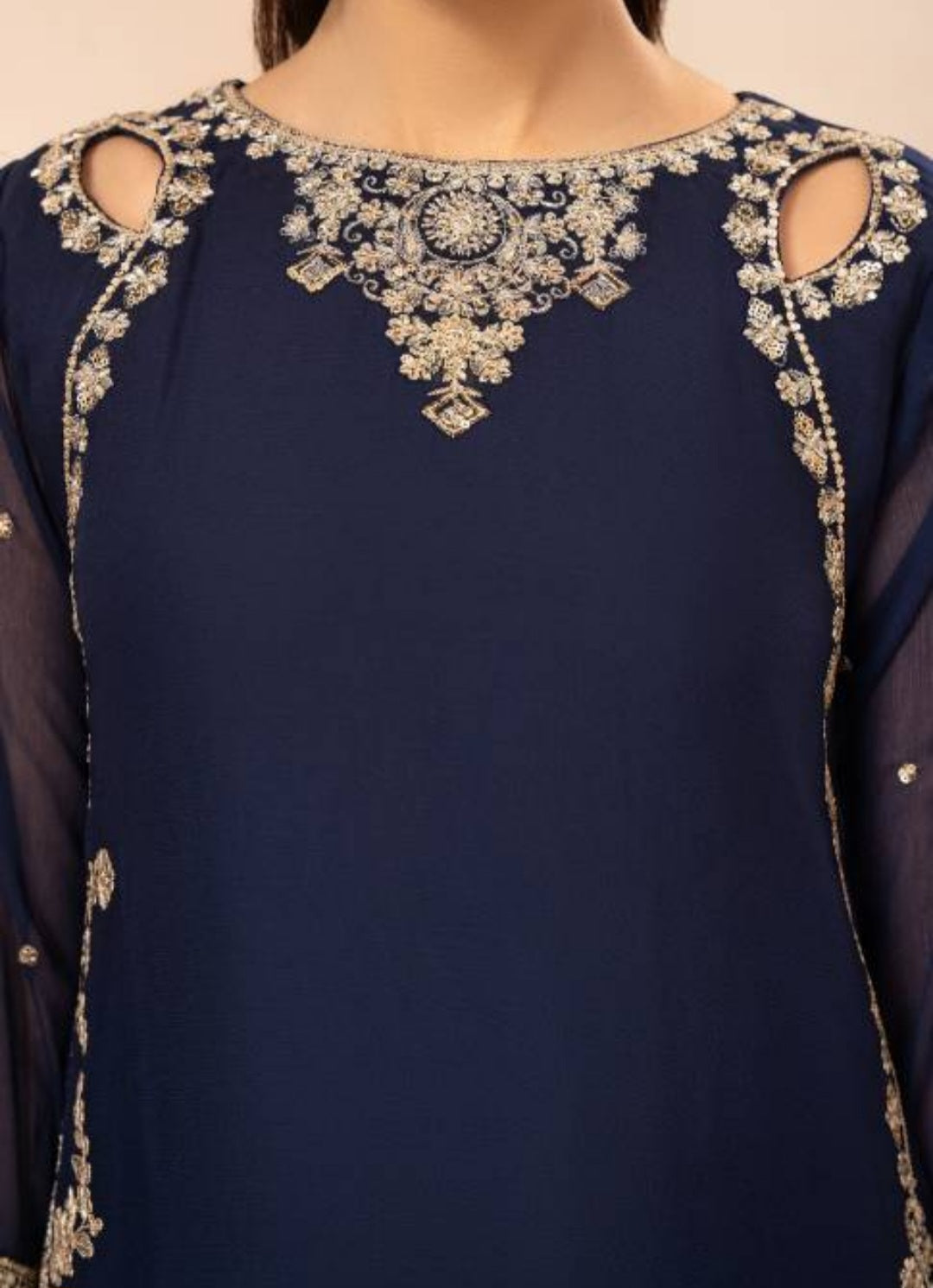 Luxury Chiffon Embroidered Sharara Suit Set