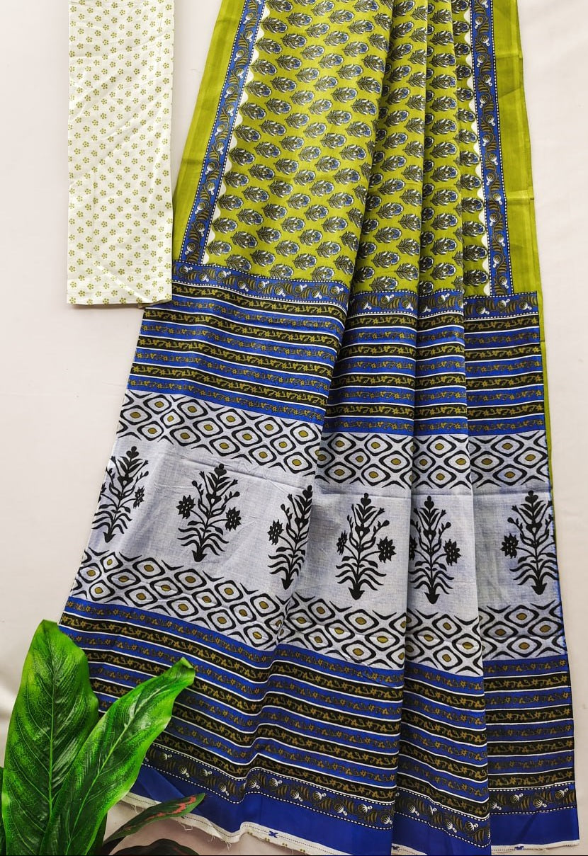 Premium Cotton Bagru Block Print Saree