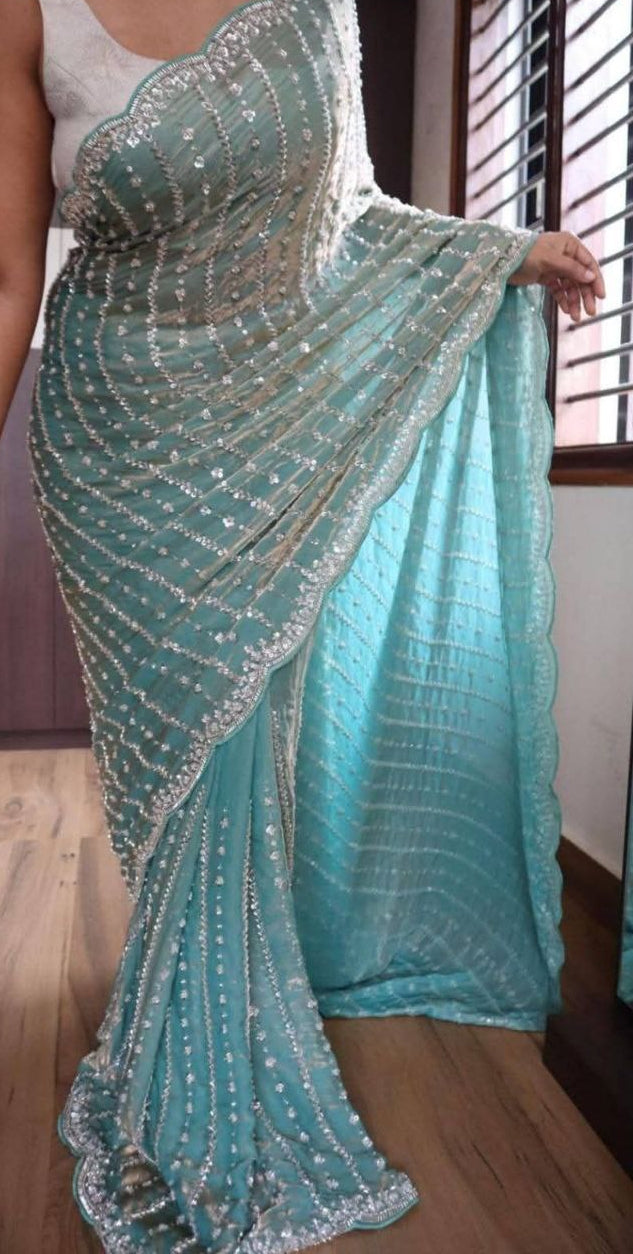 Luxury Handwork Space Silk Saree