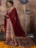 Roshanara - Maroon Chiffon Straight Cut Lehenga Set with Dupatta