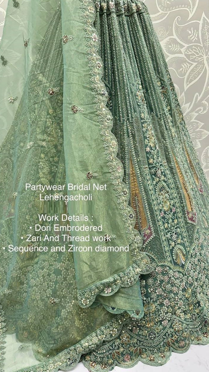 Designer Bridal Lehenga Set (Green)