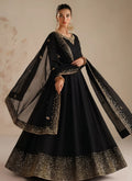Black Embellished Chiffon Flared Pishwas – 3 Piece Set