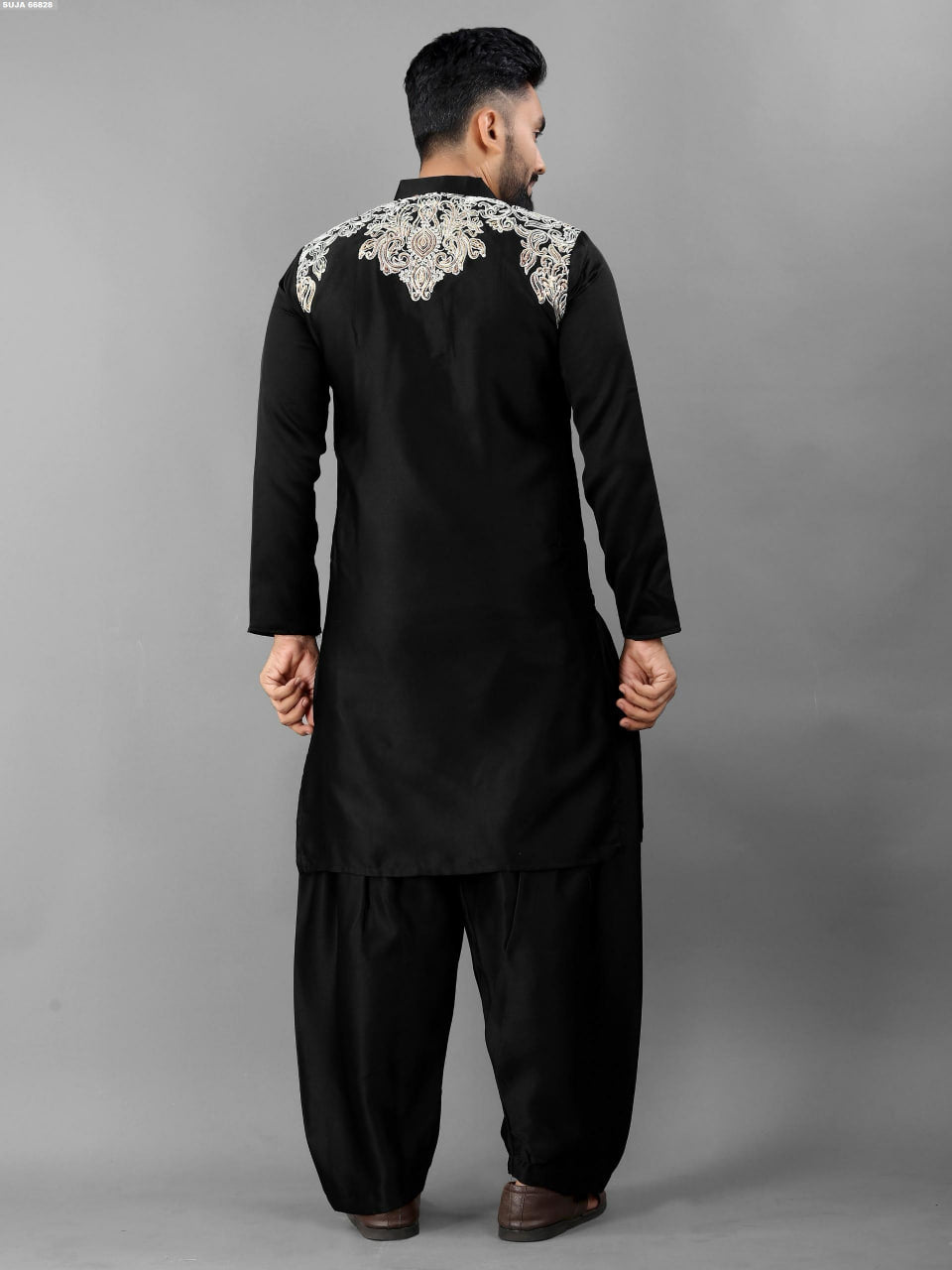 Embroidered Pathani Kurta with Shalwar Set