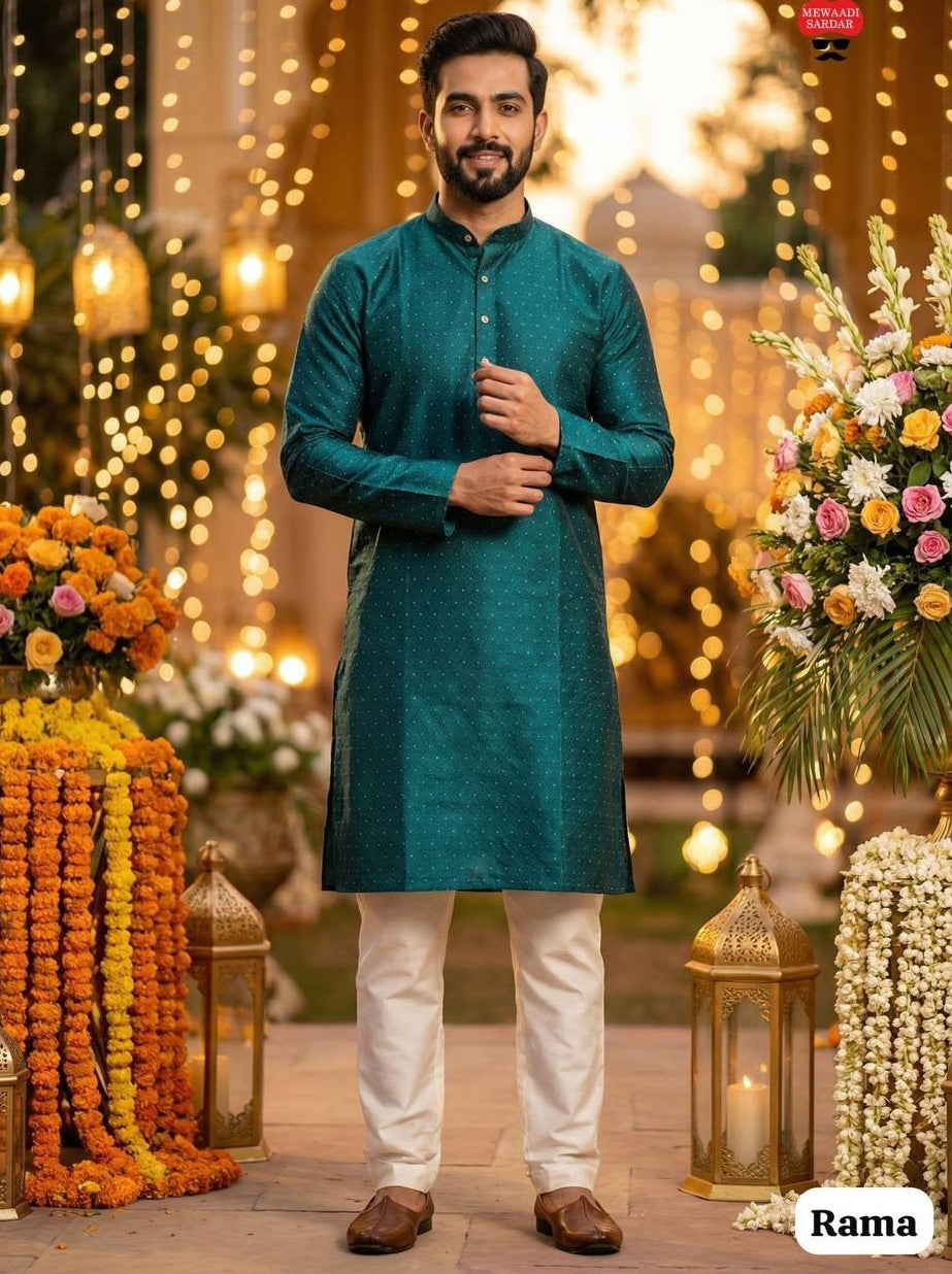Premium Men's Silk Jacquard Kurta Set