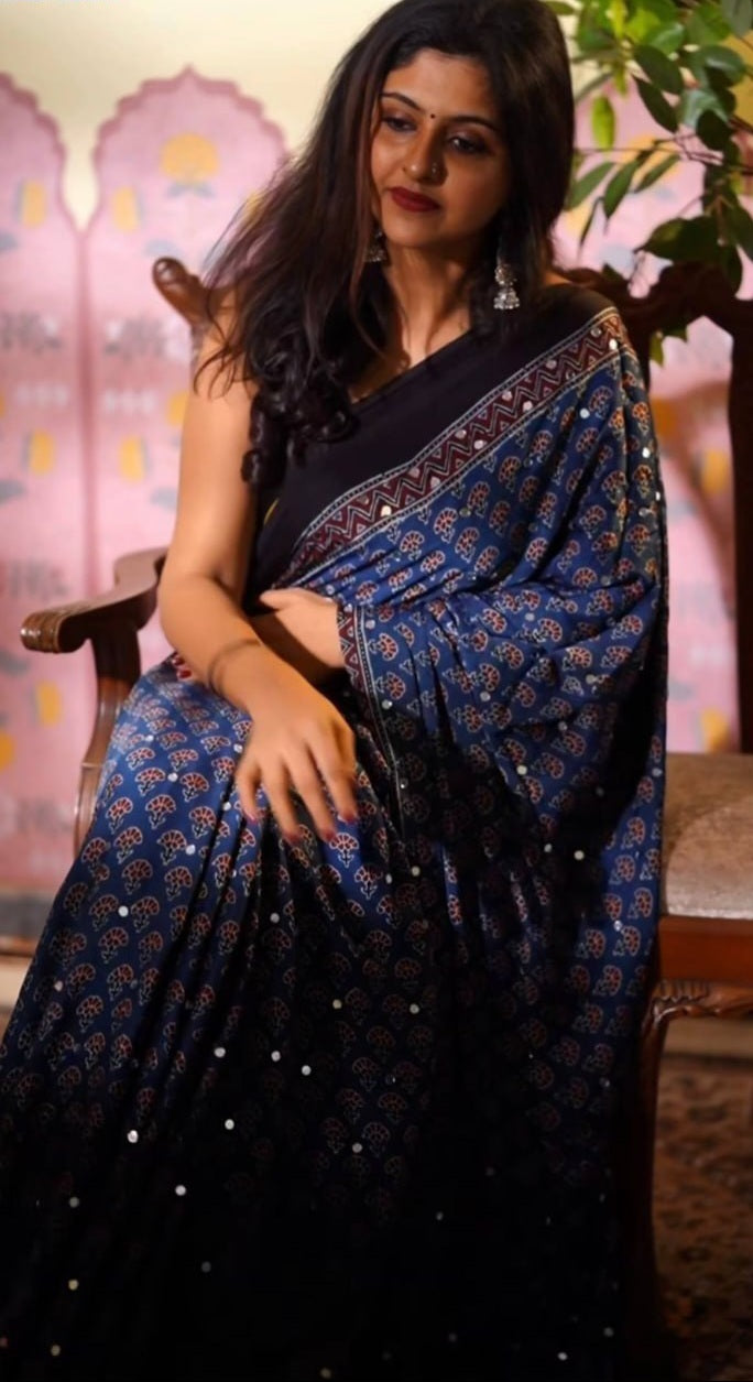 Premium Chinon Silk Digital Print Saree