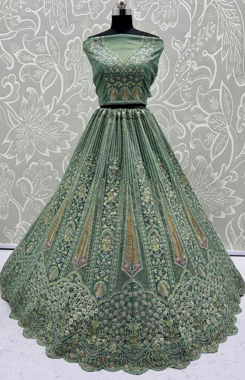 Designer Bridal Lehenga Set (Green)
