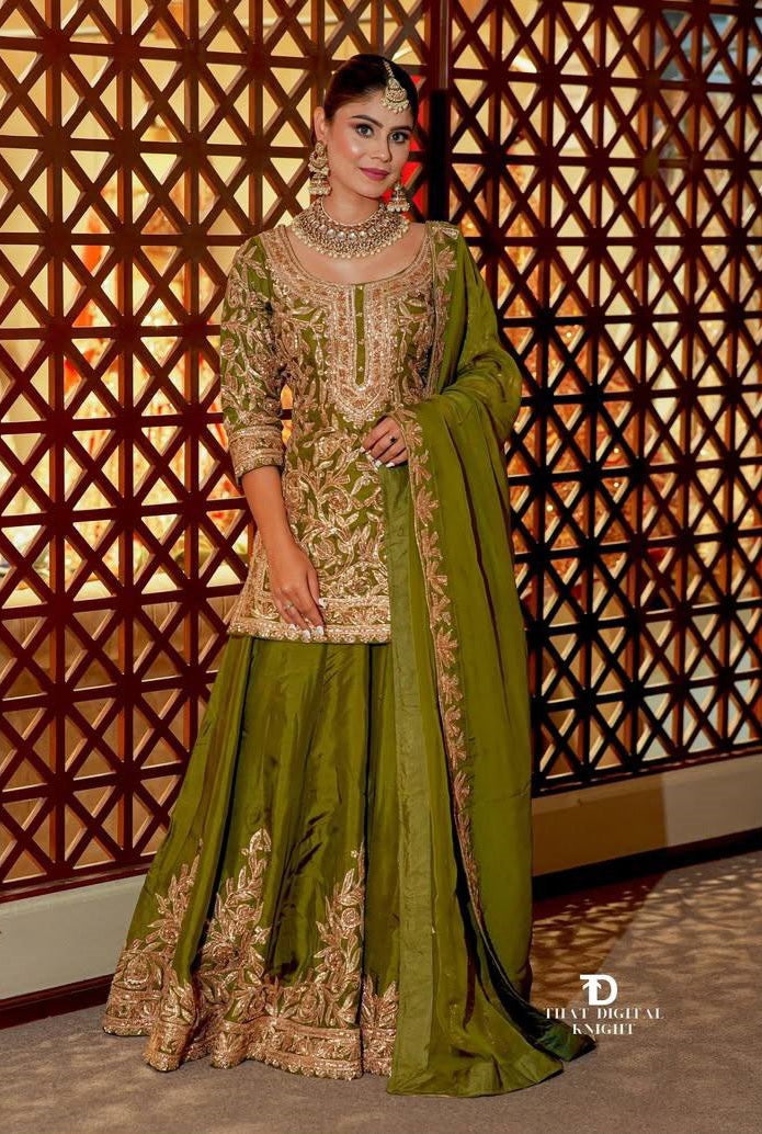 Heavy Chinon Silk Sharara Set