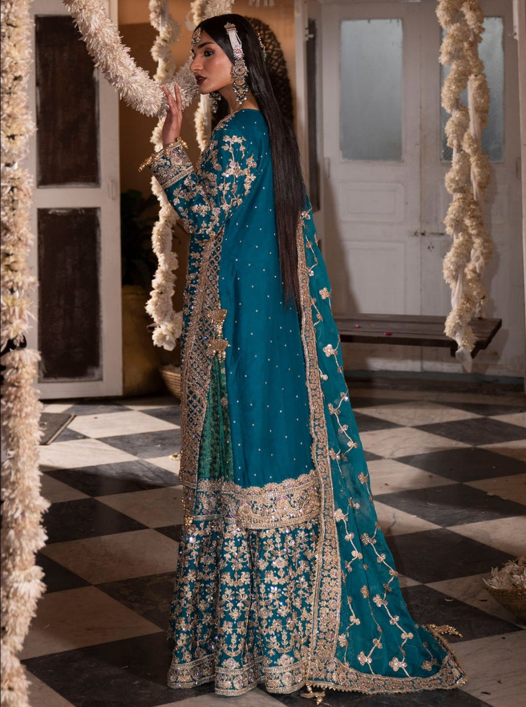 Teal Festive Kurti Lehenga Set – Elegant Party Wear Ensemble