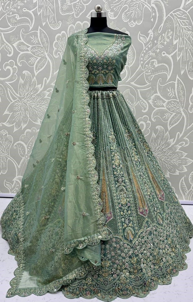 Designer Bridal Lehenga Set (Green)