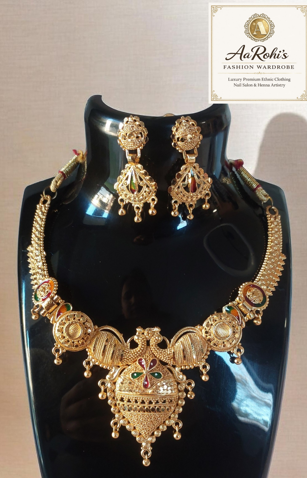 Traditional Gold-Plated Peacock Necklace Set