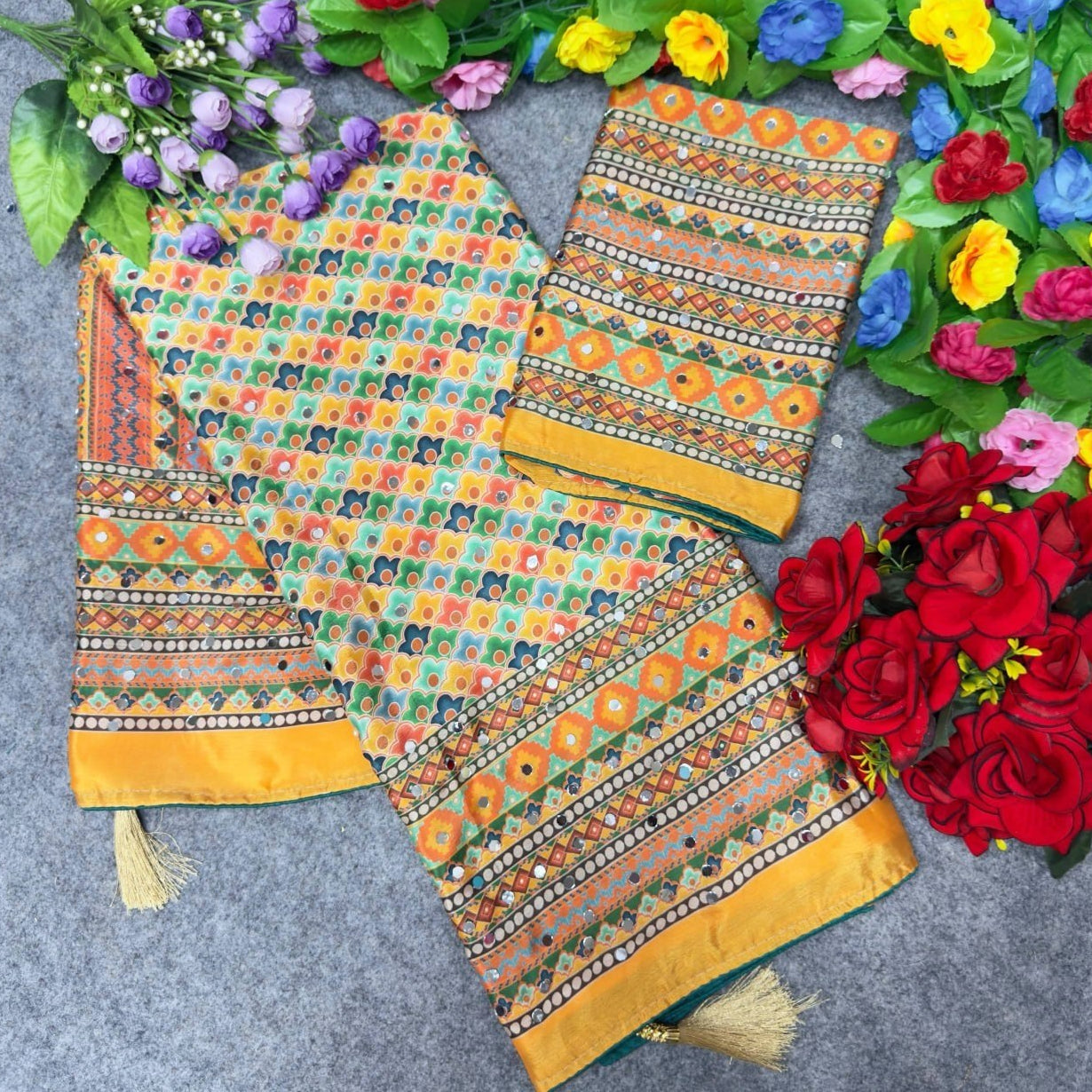 Designer Chinon Silk Saree