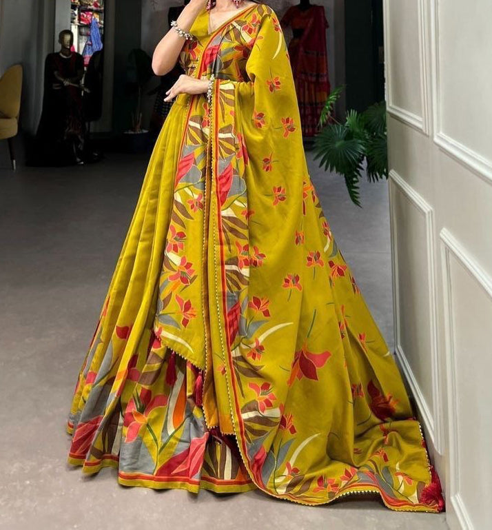 Dola Silk Floral Print Lehenga Set