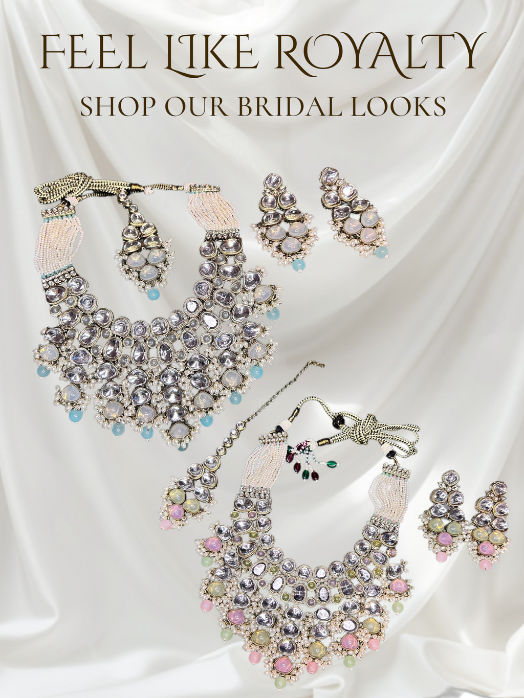 Pastel Polki Kundan Bridal Jewellery Set