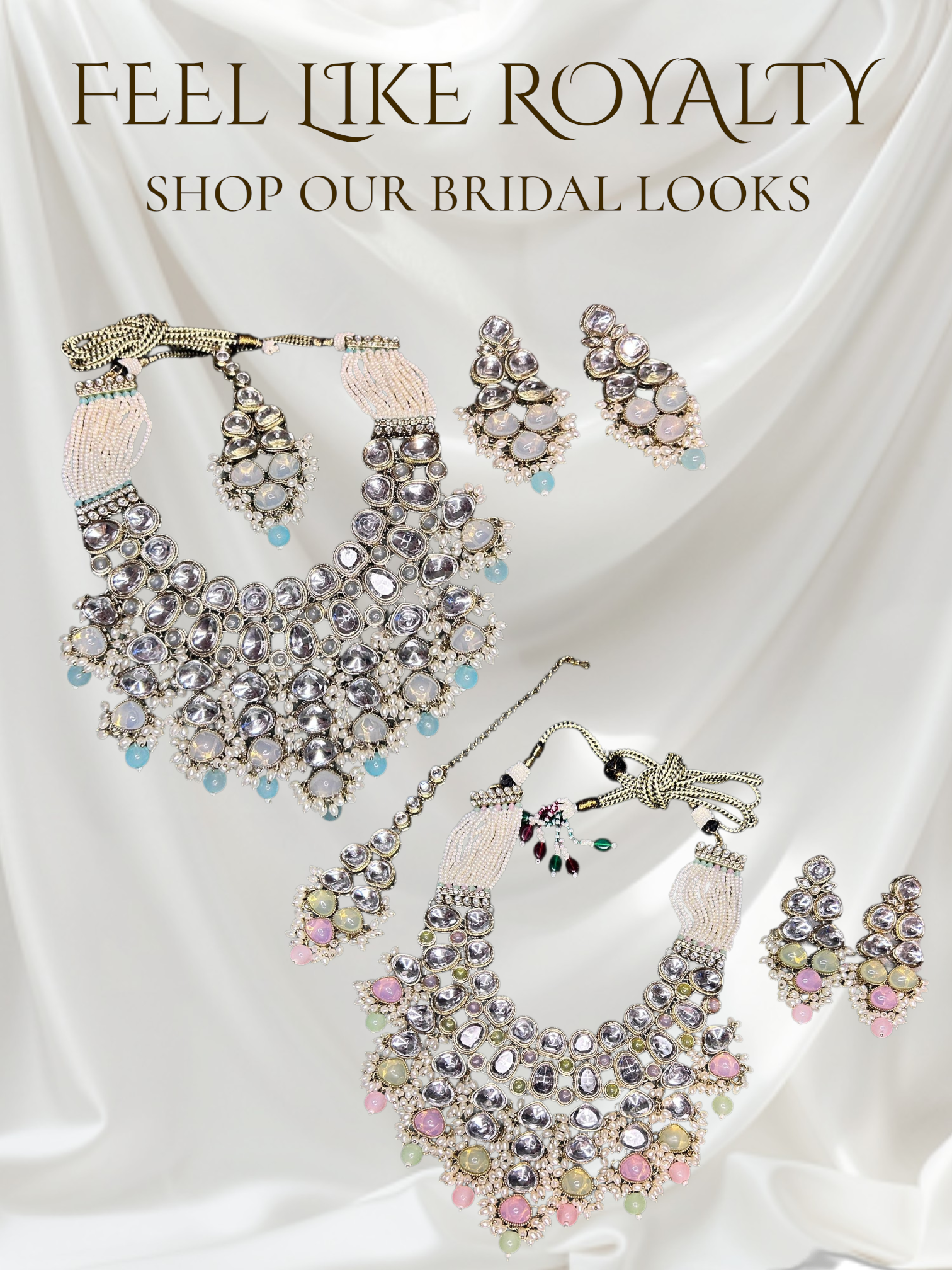 Pastel Polki Kundan Bridal Jewellery Set
