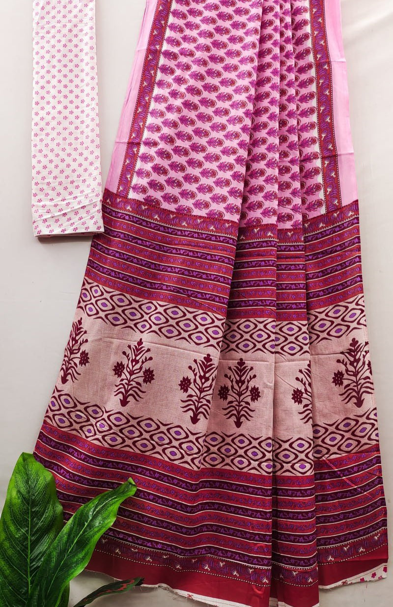 Premium Cotton Bagru Block Print Saree