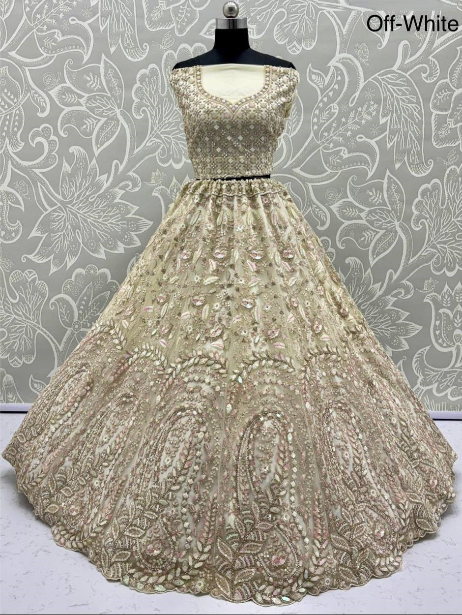✨ STUNNING HEAVY NET DESIGNER LEHENGA