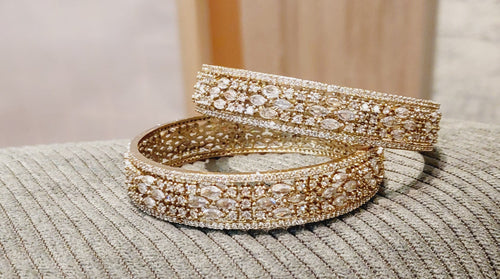 AD Gold Tone Designer Bangles