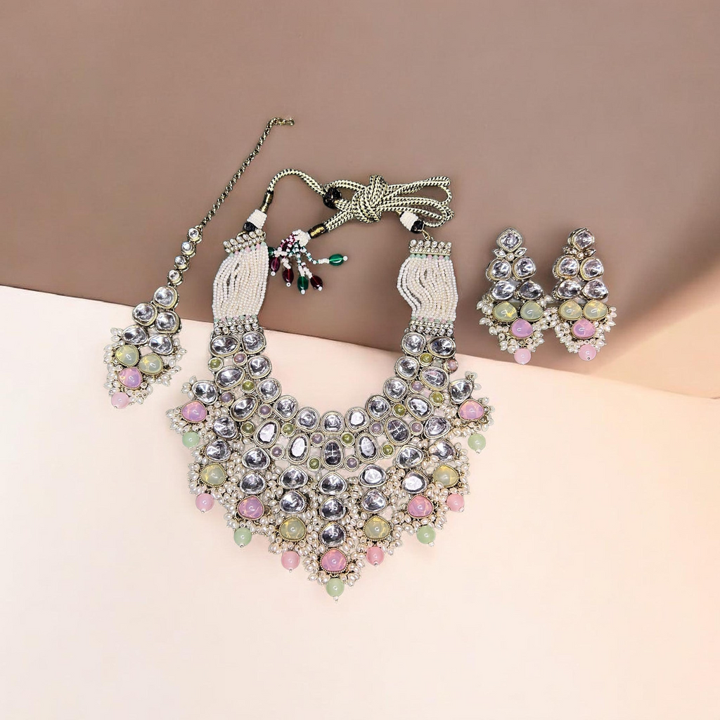Pastel Polki Kundan Bridal Jewellery Set