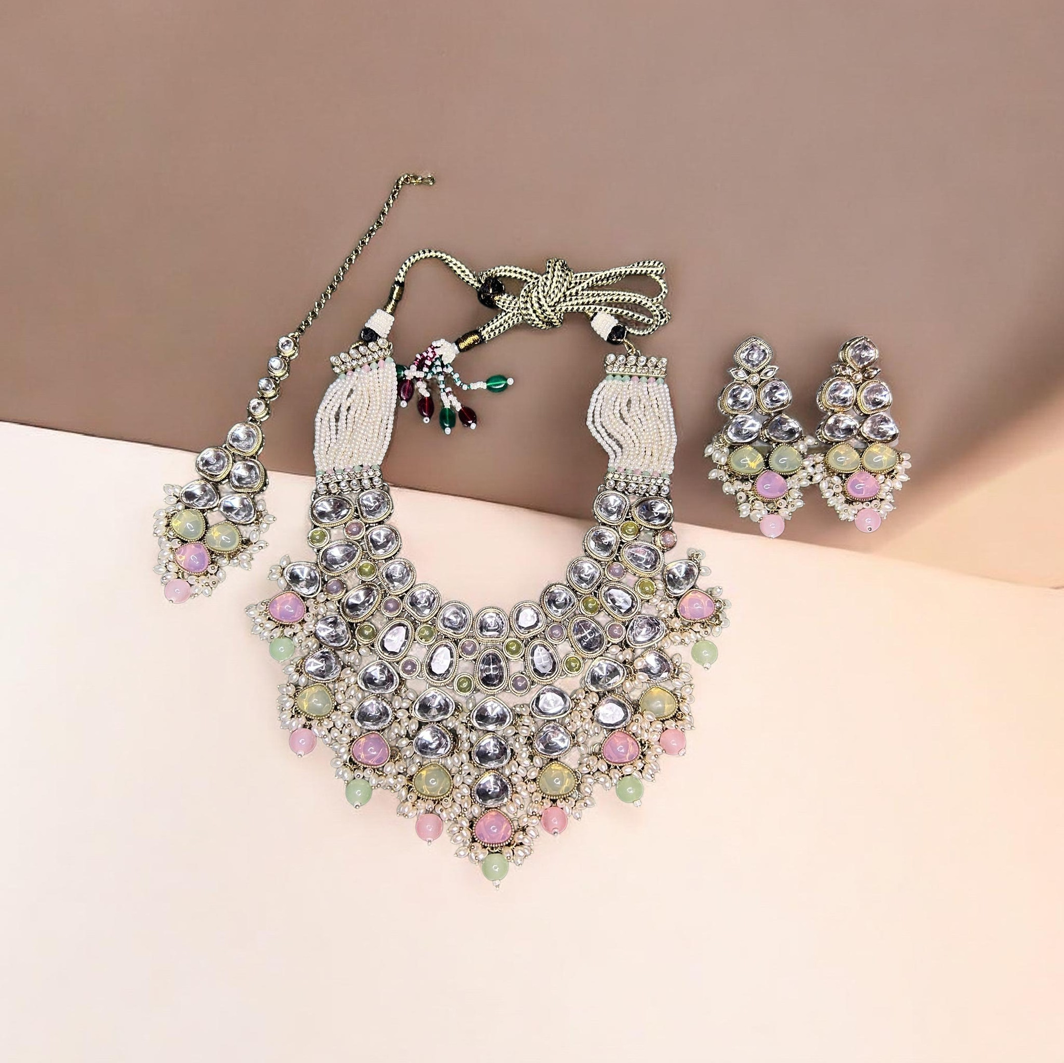 Pastel Polki Kundan Bridal Jewellery Set