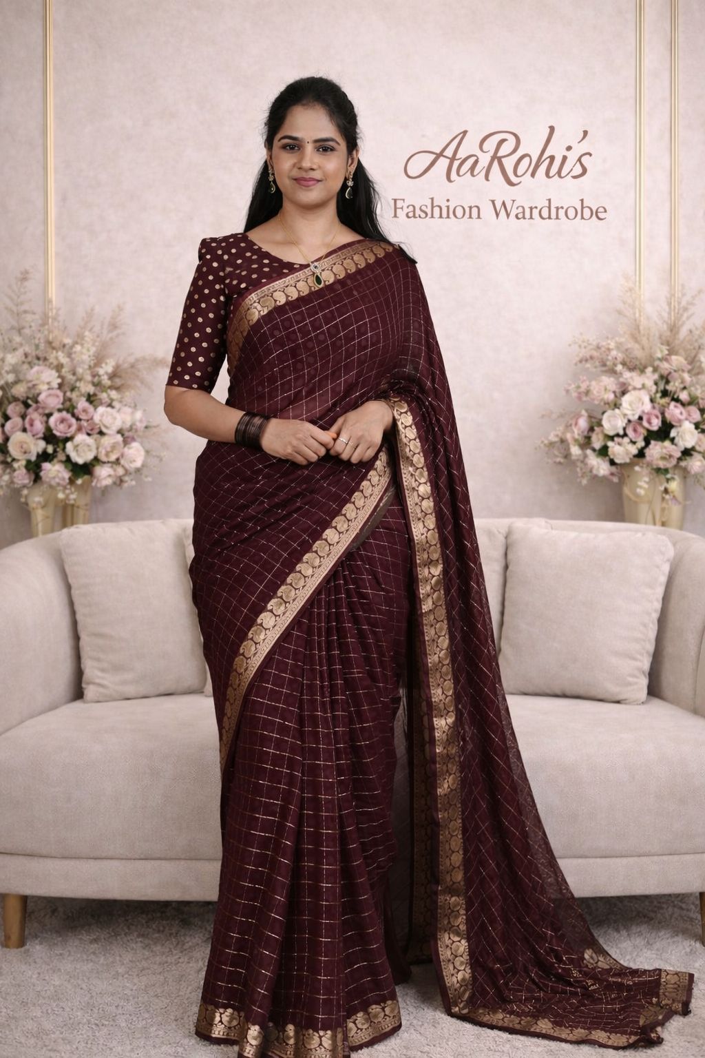 Viscose Georgette Saree with Banarasi Silk Blouse