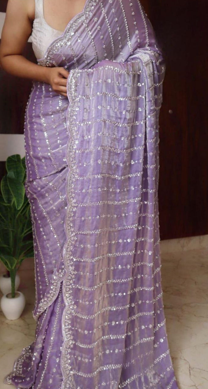 Luxury Handwork Space Silk Saree