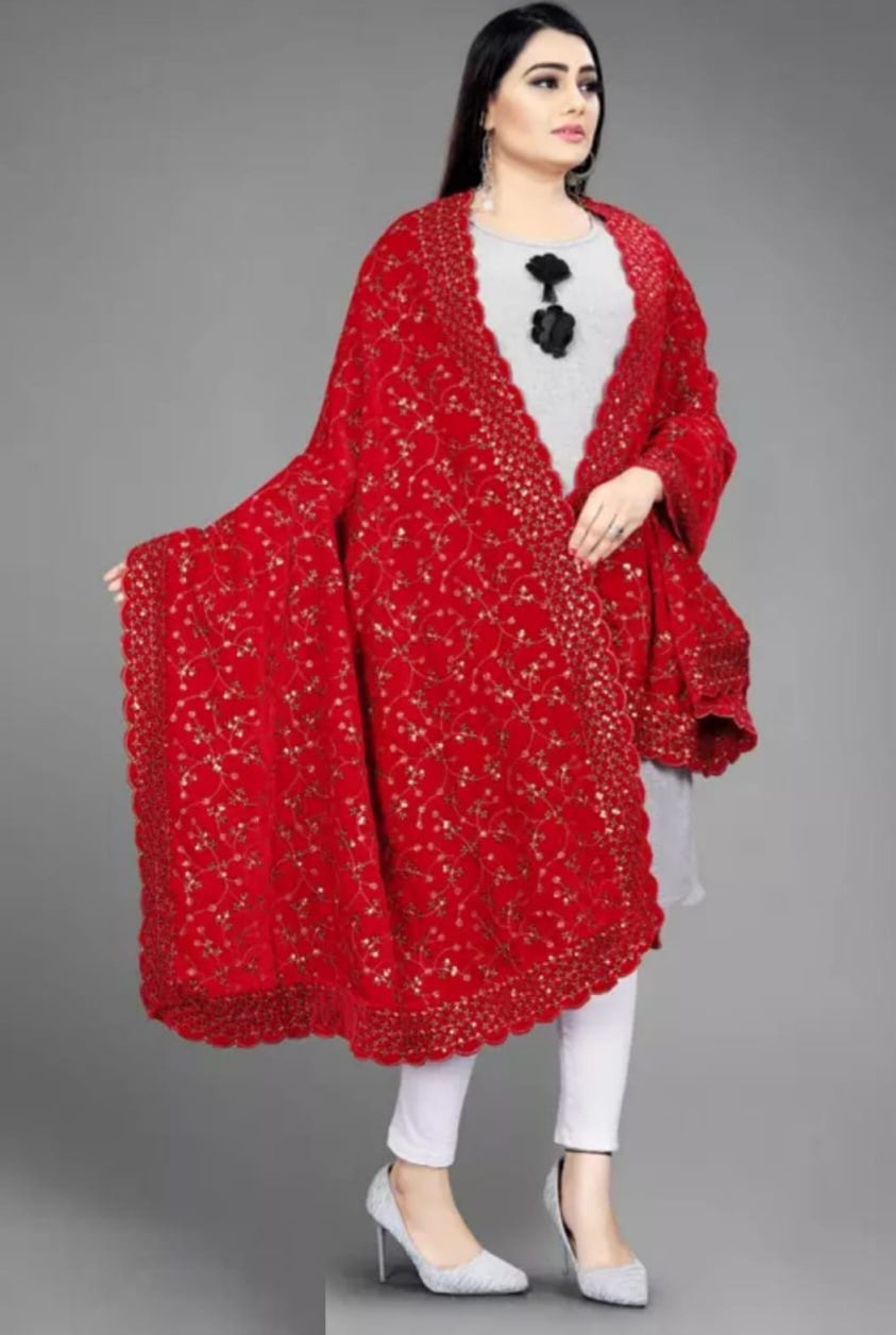 Velvet Embroidered Dupatta