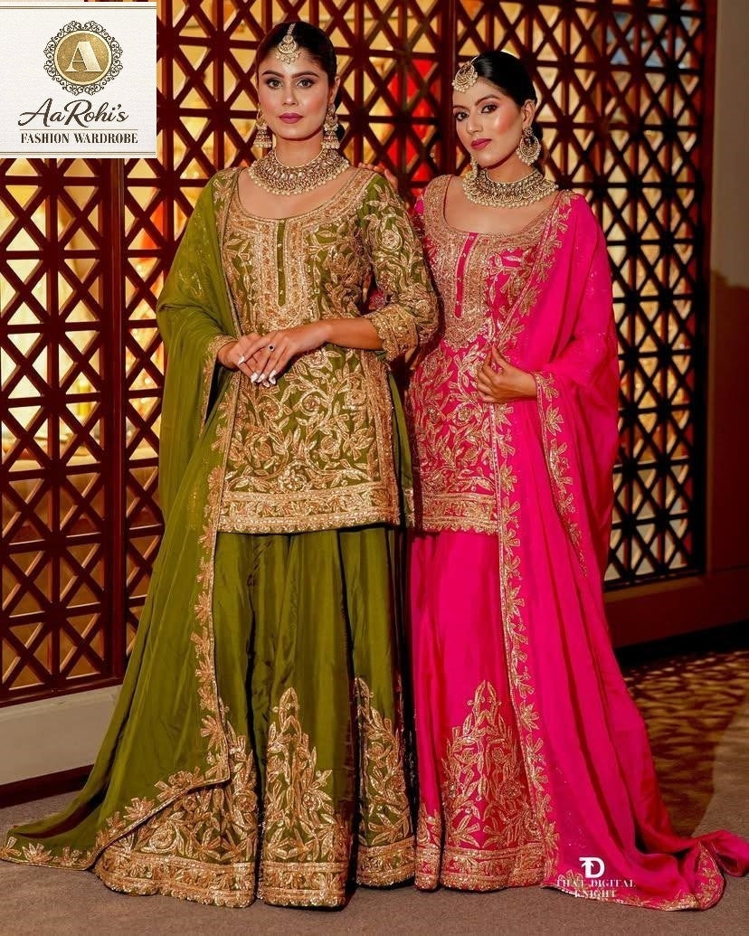 Heavy Chinon Silk Sharara Set