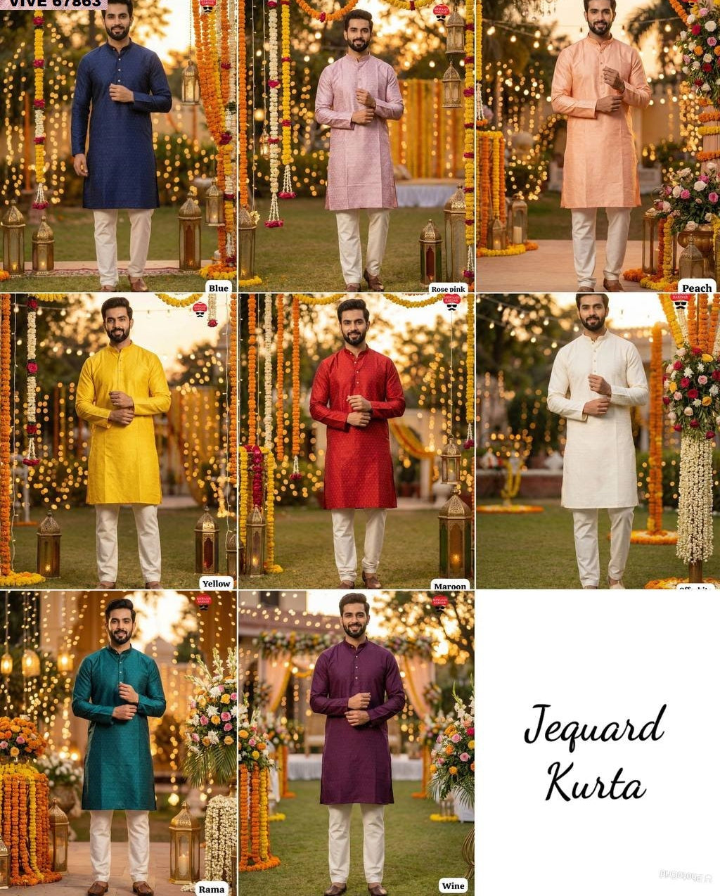Premium Men's Silk Jacquard Kurta Set