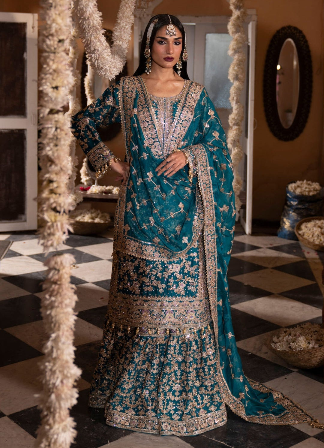 Teal Festive Kurti Lehenga Set – Elegant Party Wear Ensemble