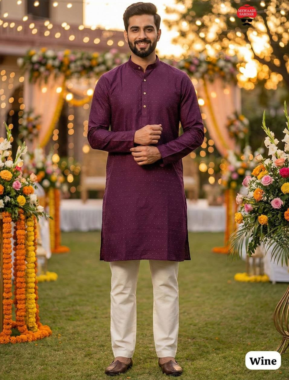 Premium Men's Silk Jacquard Kurta Set