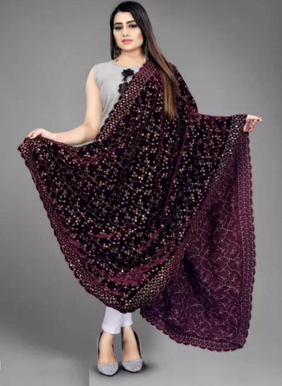 Velvet Embroidered Dupatta
