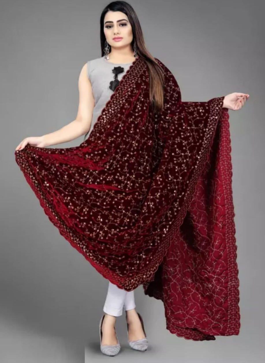 Velvet Embroidered Dupatta