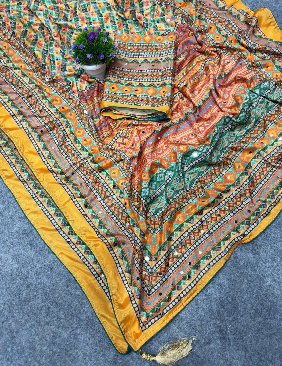 Designer Chinon Silk Saree