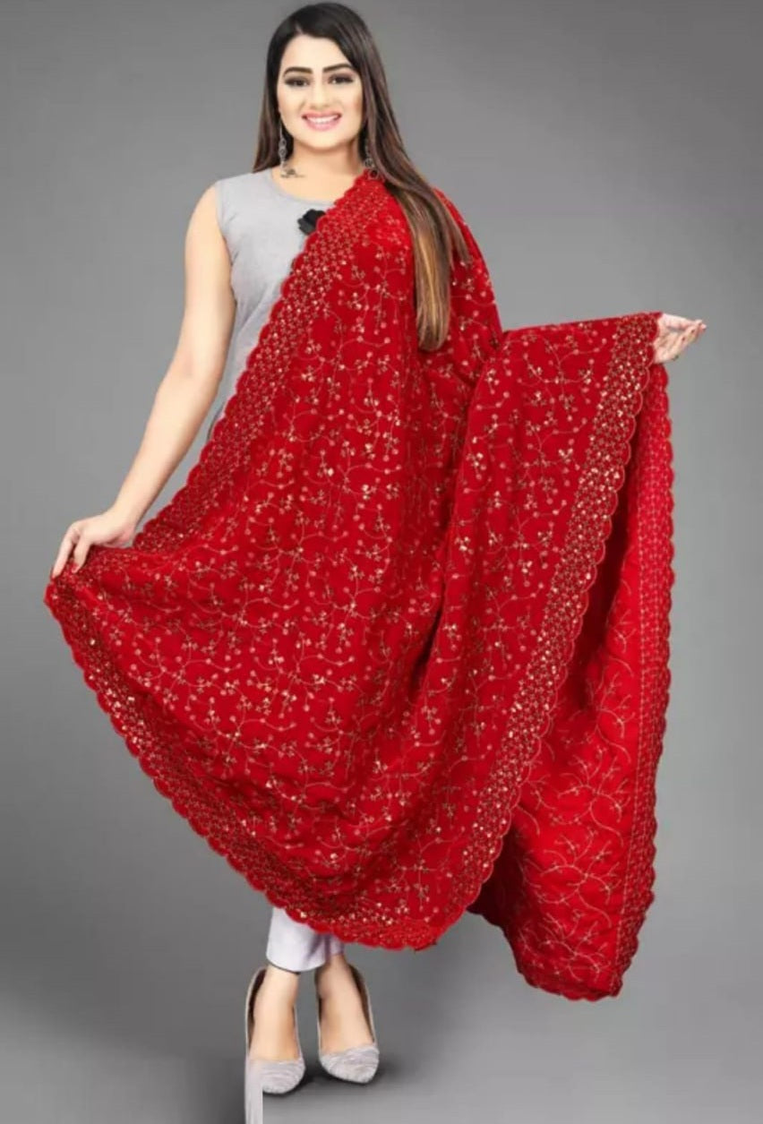 Velvet Embroidered Dupatta