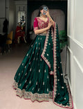 Luxury Silk Satin Embroidered Lehenga Set