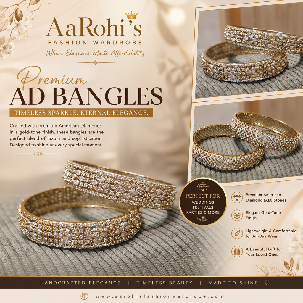 AD Gold Tone Designer Bangles