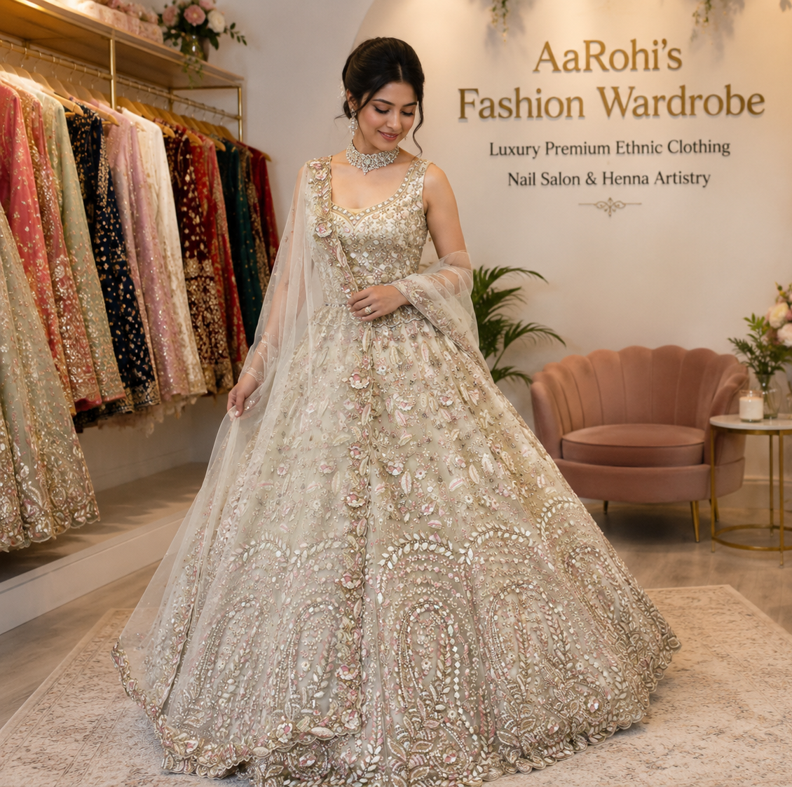 ✨ STUNNING HEAVY NET DESIGNER LEHENGA
