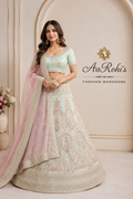 Pastel Mint Bridal Lehenga with Heavy Embroidery