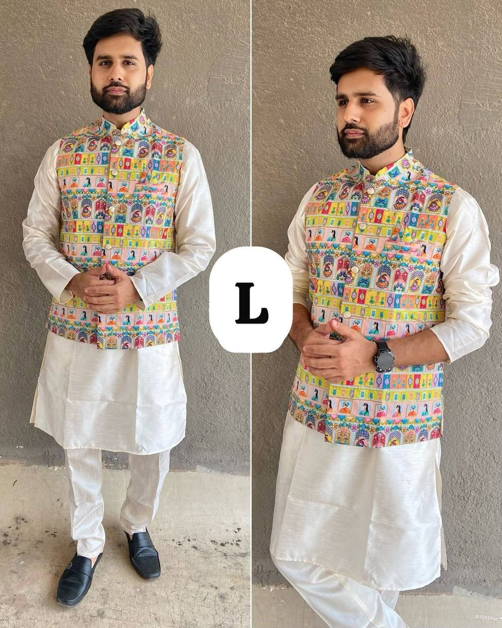 Embroidered Koti Kurta Pant Set