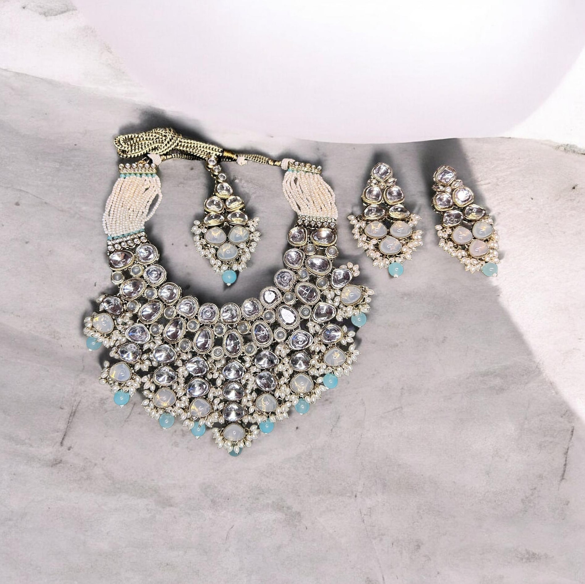 Pastel Polki Kundan Bridal Jewellery Set